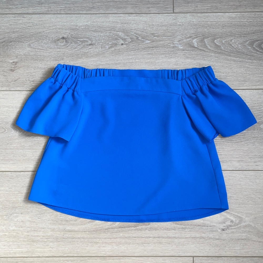 Topshop size 2 royal blue off shoulder blouse